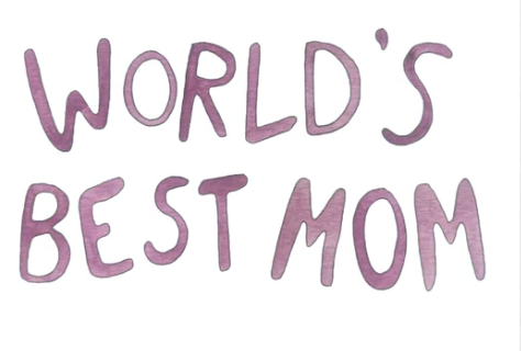 Text 'World's Best Mom' in purple on a white background
