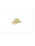 Greeting card with a beige cowboy hat on a white background