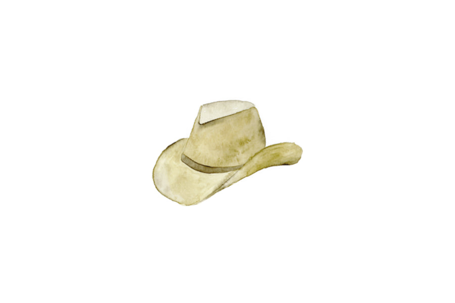 Watercolor illustration of a cowboy hat