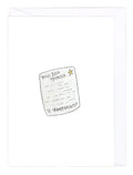 Greeting Card with an Illustration of a note saying 'You've been promoted to grandparents!' on a white background