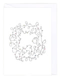 Illustration of circle of tangled lights on a white background