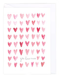 Card with a grid of pink watercolor hearts and 'you have mine' text on a white background