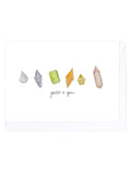 Card with colorful crystal illustrations and text 'you're a gem' on a white background